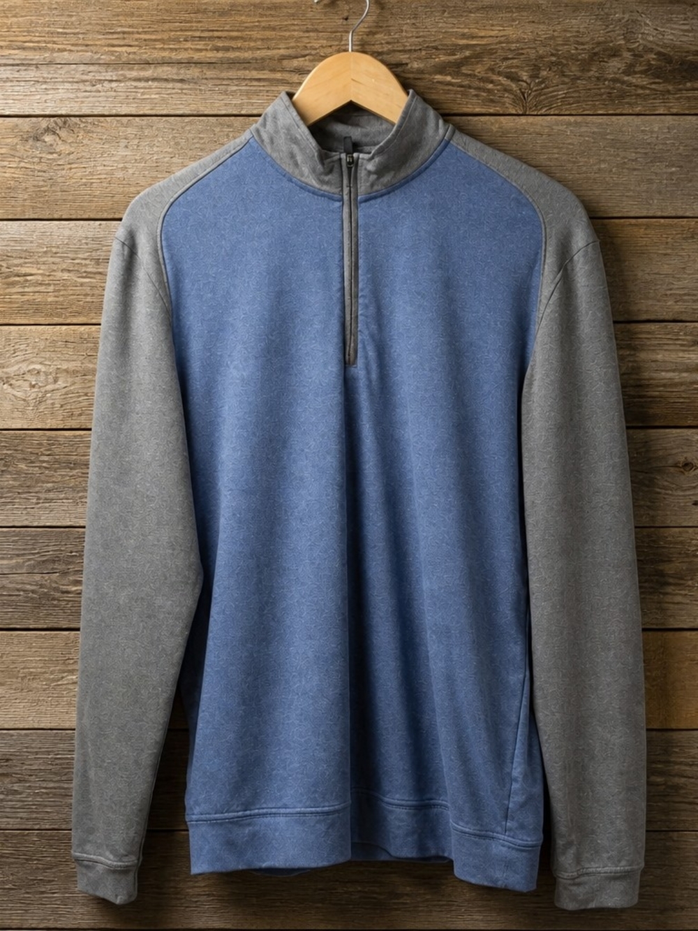 johnnie-O Blue and Gray Zip-Up Men’s Sweater